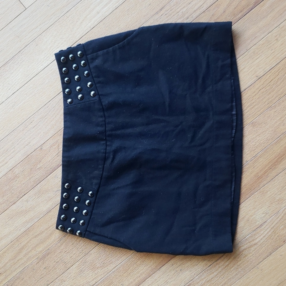 Monteau Black Studded Wool Skirt